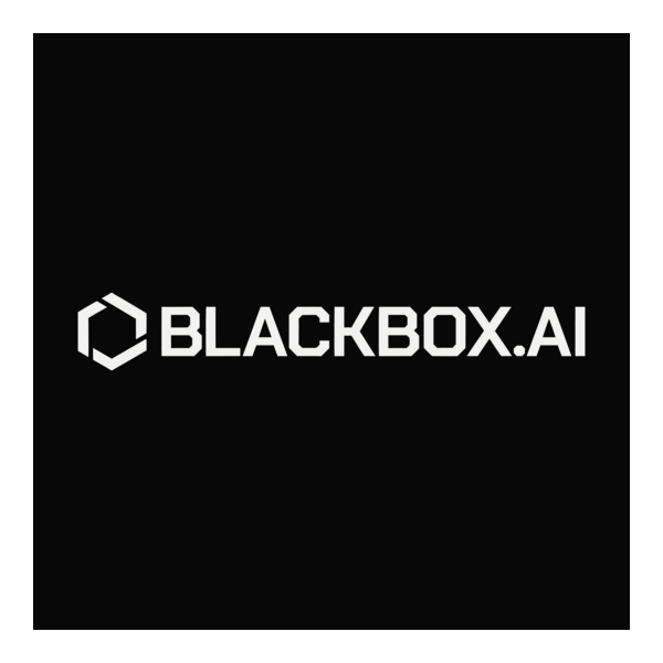 Blackbox AI logo - white BLACKBOX.AI wordmark on black background