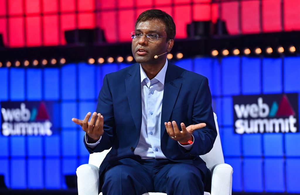 Rohit Prasad, the new CEO of Boston Dynamics, on stage at Web Summit 2022 (photo: Ben McShane / Web Summit via Sportsfile, CC BY 2.0)