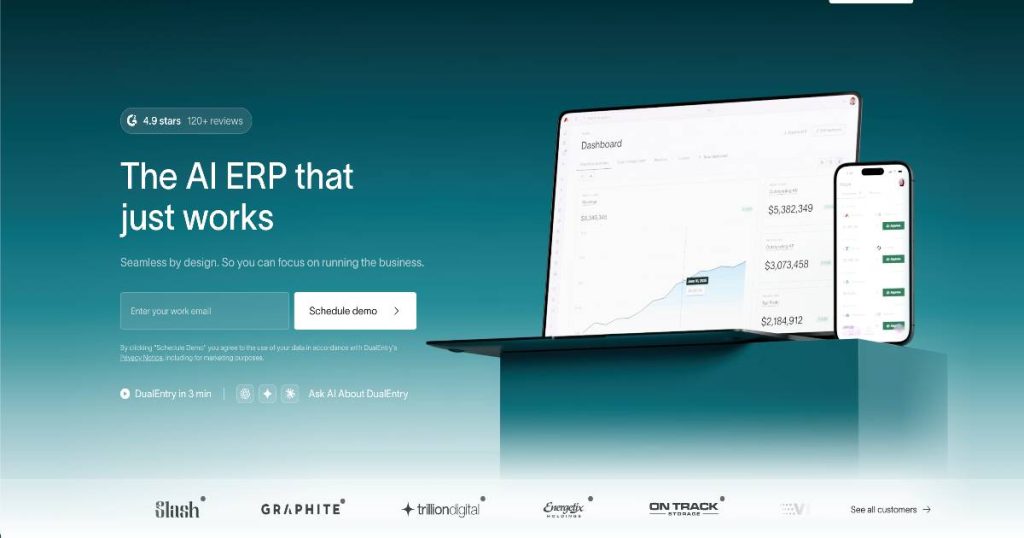 DualEntry AI ERP dashboard — The AI ERP that just works