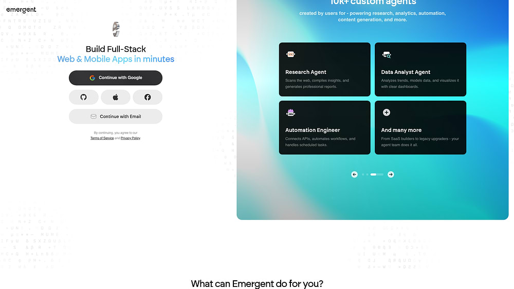 Emergent AI app builder — build full-stack web and mobile apps