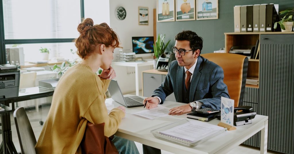 Financial advisor in a client meeting