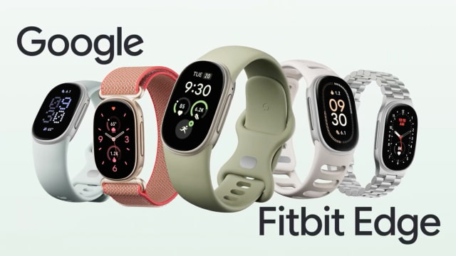 Fitbit Edge fitness trackers with different bands and clock faces