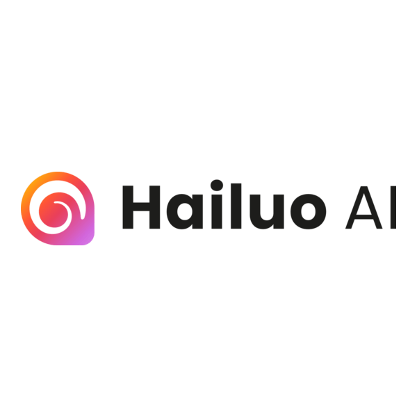 Hailuo AI logo - gradient spiral mark with Hailuo AI wordmark
