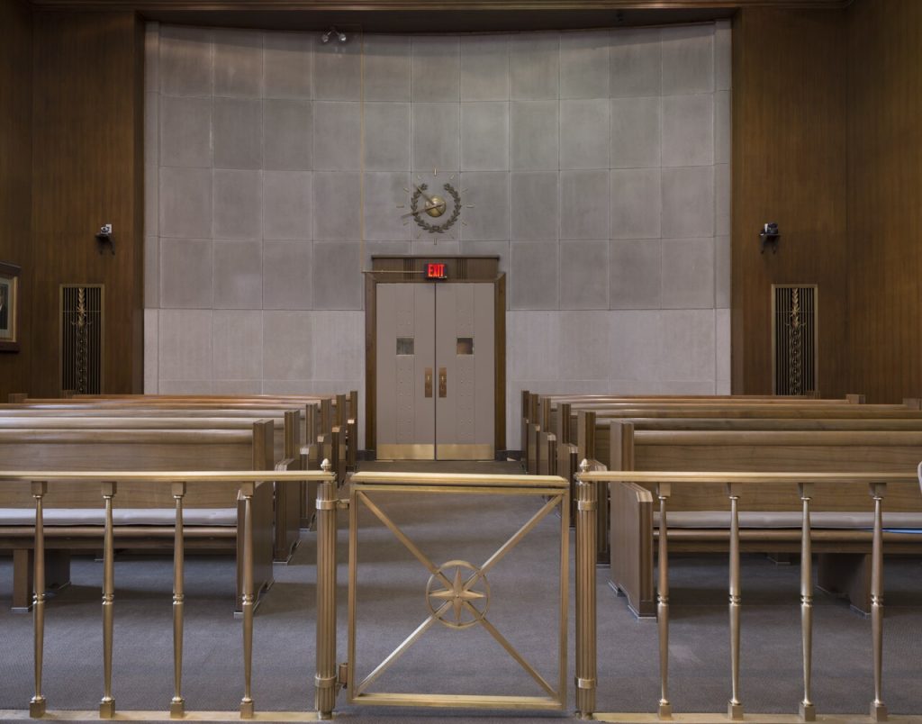 Interior of an empty courtroom