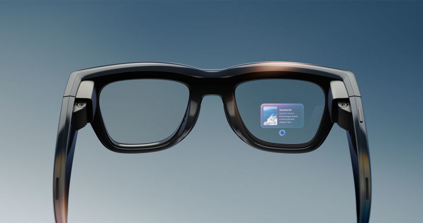 Meta Ray-Ban Display smart glasses showing an in-lens display