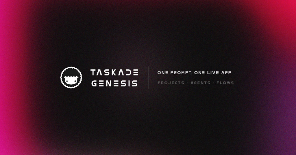 Taskade Genesis branding — one prompt, one live app