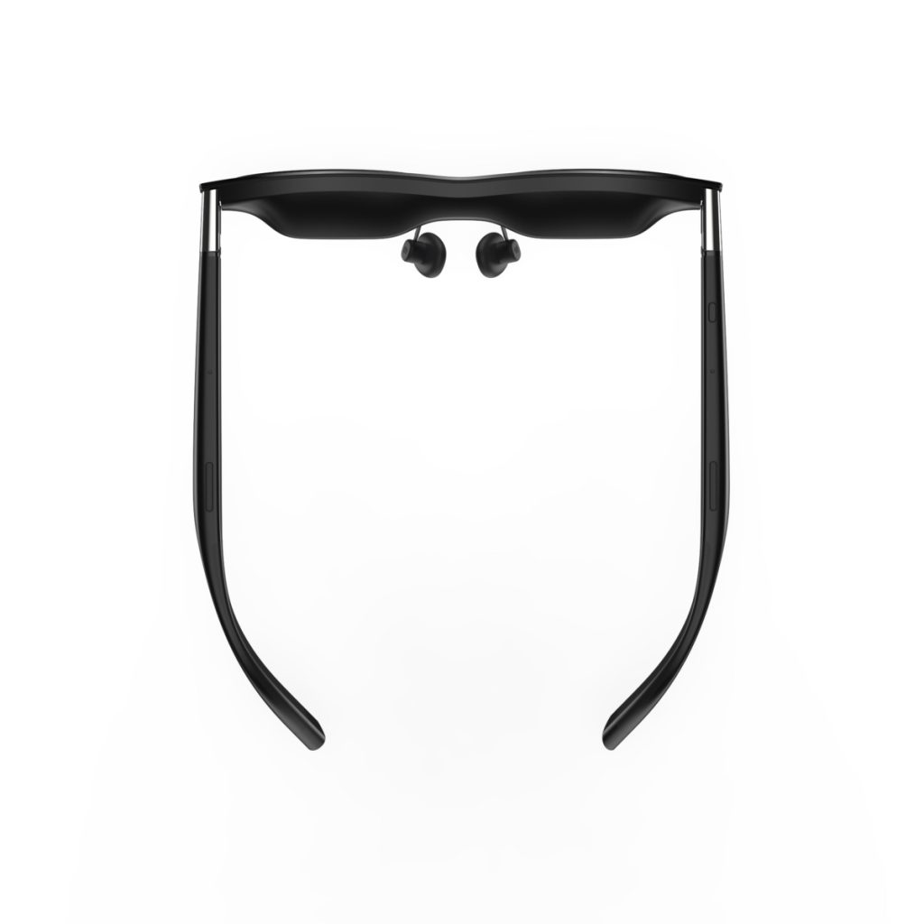 XREAL 1 Pro+ AR display glasses viewed from above, showing the redesigned nose pads
