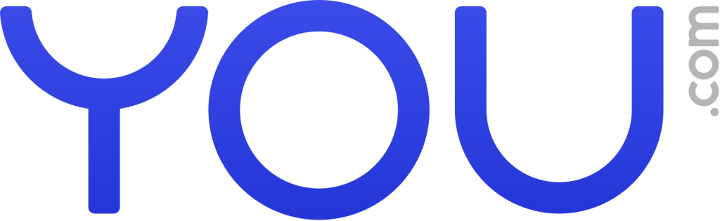Blue YOU wordmark logo of the You.com AI search engine